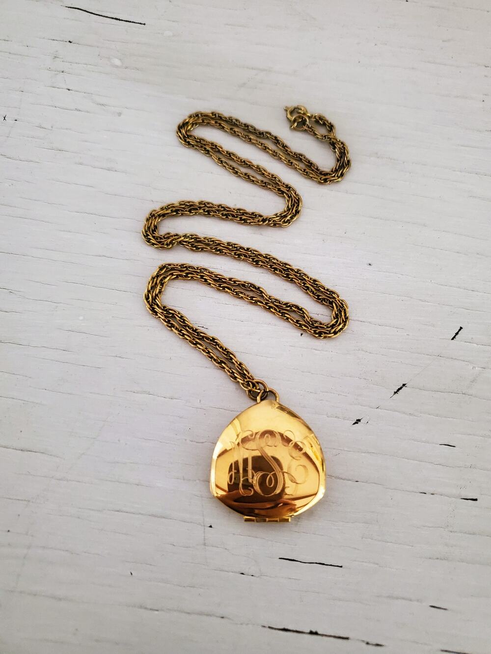 Vintage 1980s Gold Fill MSE Monogram Locket Necklace
